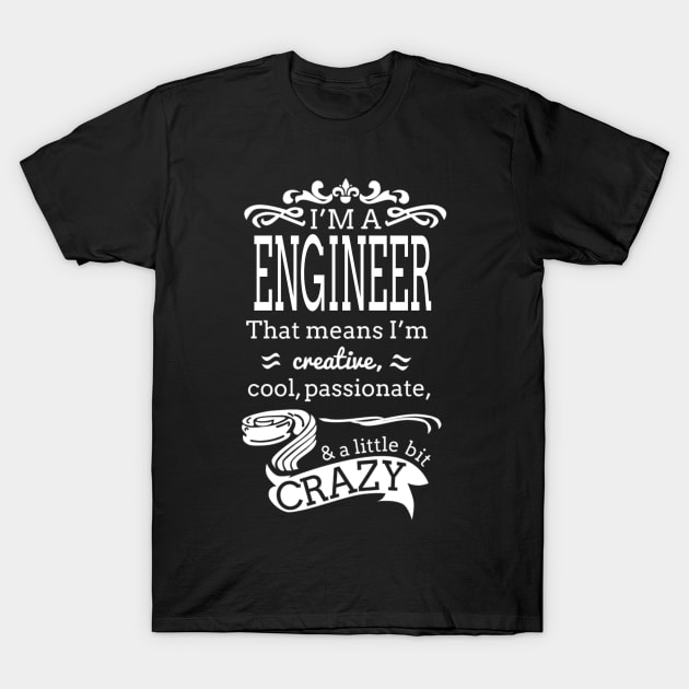 I'm A Engineer i'm Creative, , Cool, Passionate& A little Crazy T-Shirt by FAVShirts